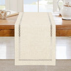 Modern Table Runner Linen Table Runner Washable Openwork Design Ideal for Holiday Party Decor,Dining Table,Restaurant, Christmas