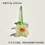 Hand-Blown Glass Flower Sculpture with Vase