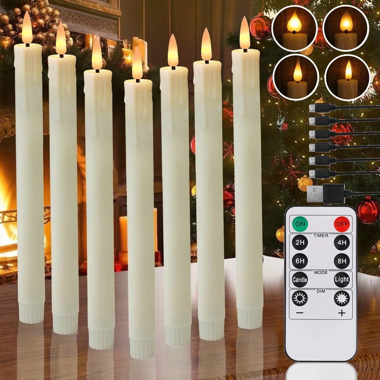 Flameless LED Taper Candles with Remote