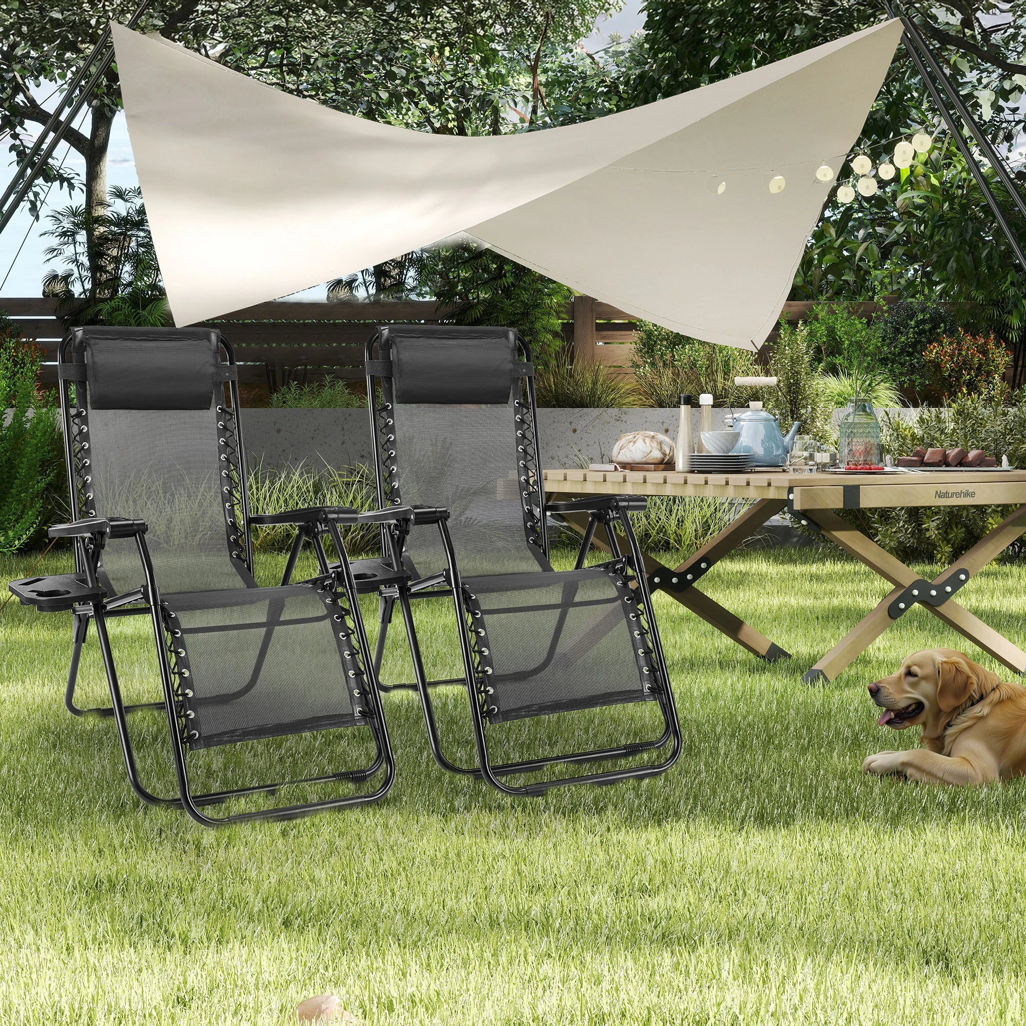 Set of 2 Zero-Gravity Outdoor Recliners