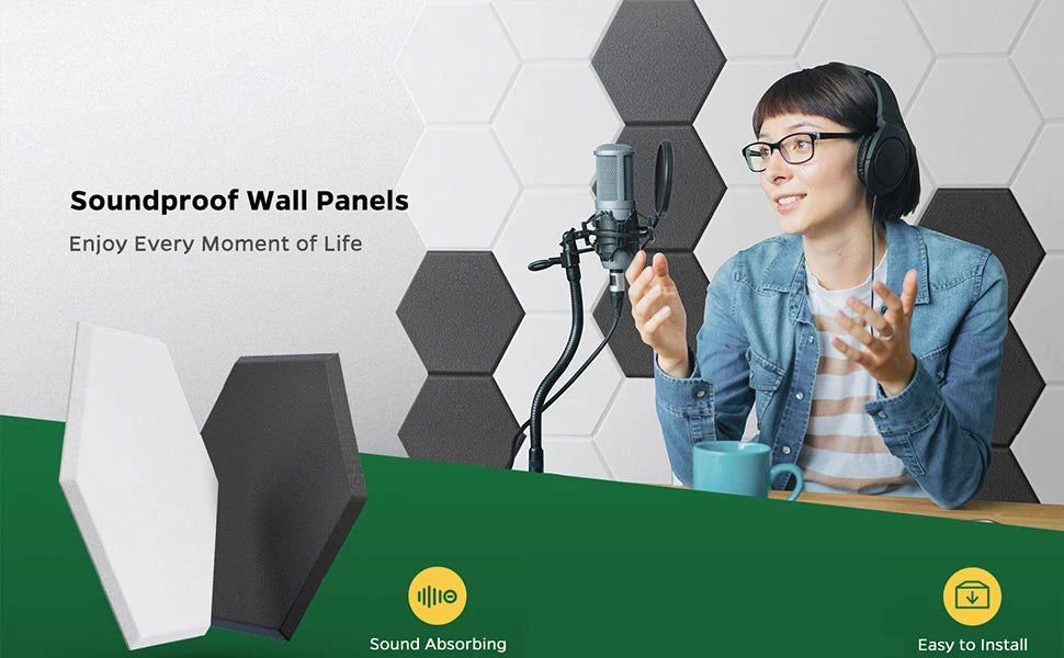18-Pack Hexagonal Self-Adhesive Acoustic Panels