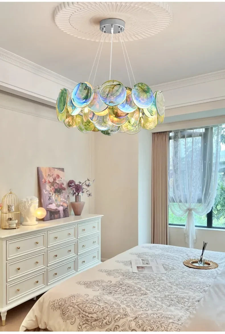 Multicolor Glass Lobby Chandelier