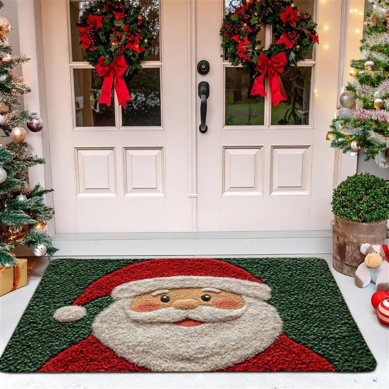Gingerbread & Santa Christmas Door Mat