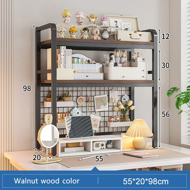 Grid Bookshelf Computer Desk