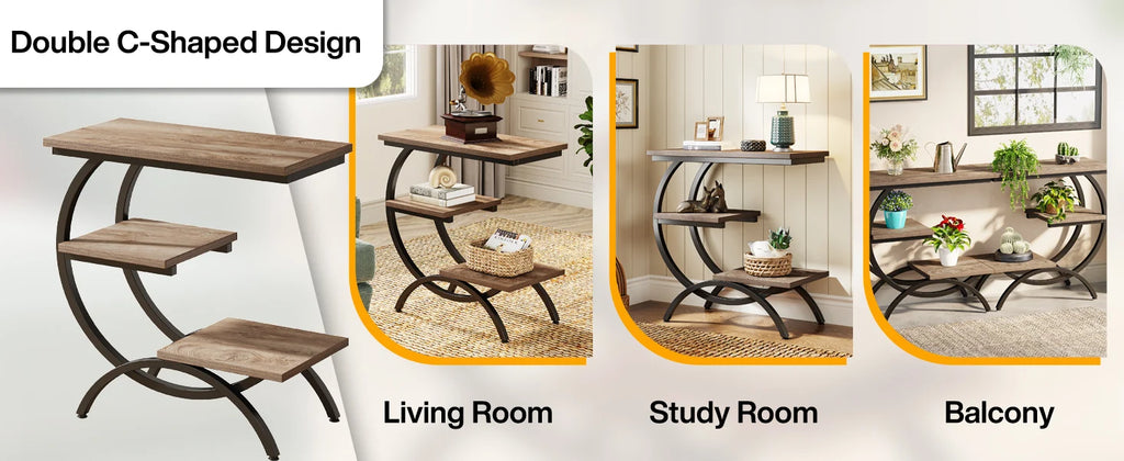 3-Tier C-Shaped Side Table