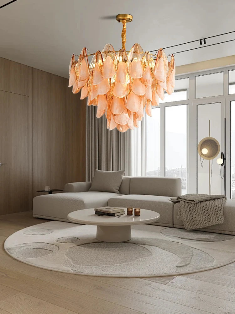Murano Petal Glass Dimmable Chandelier