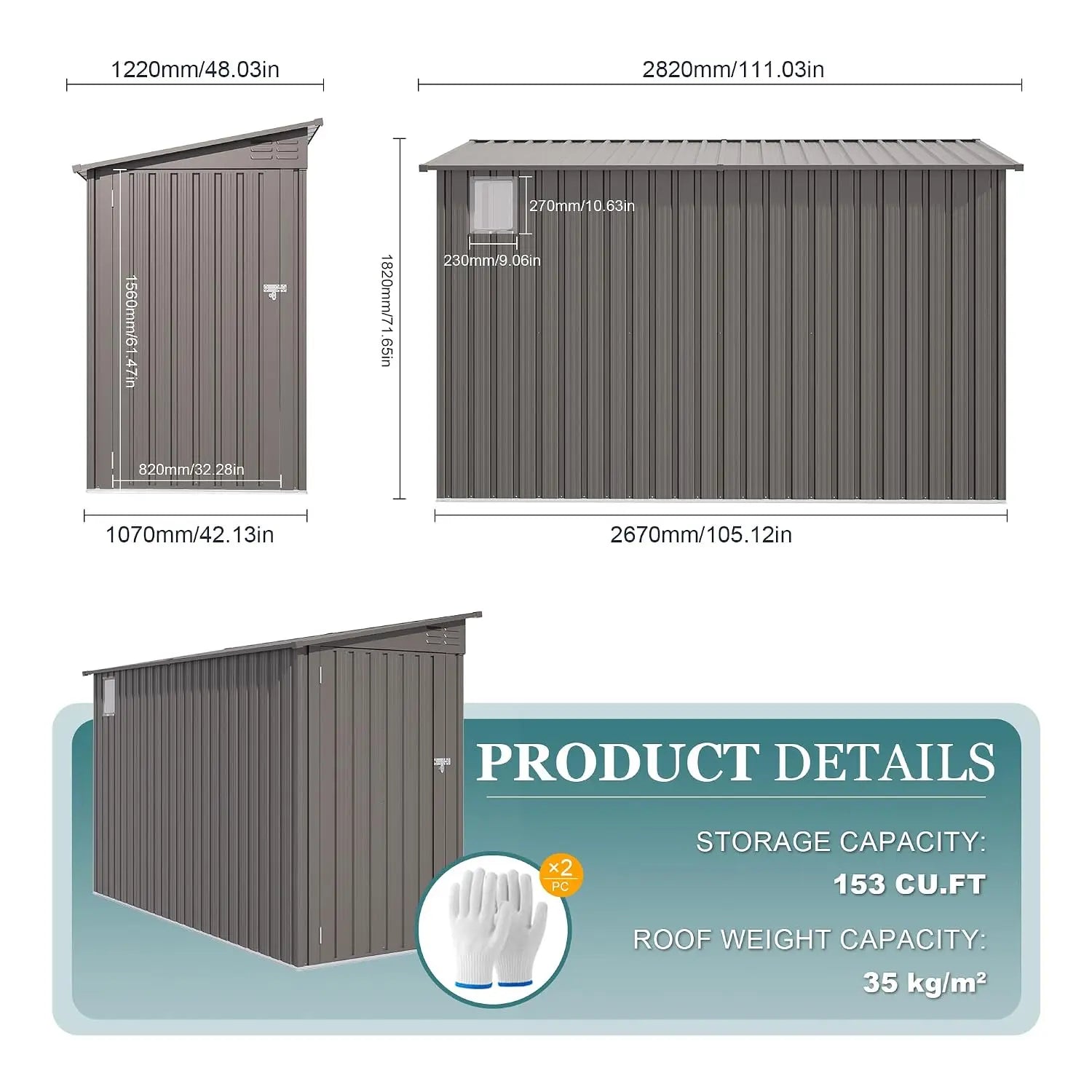 Outdoor Waterproof Metal Storage Shed