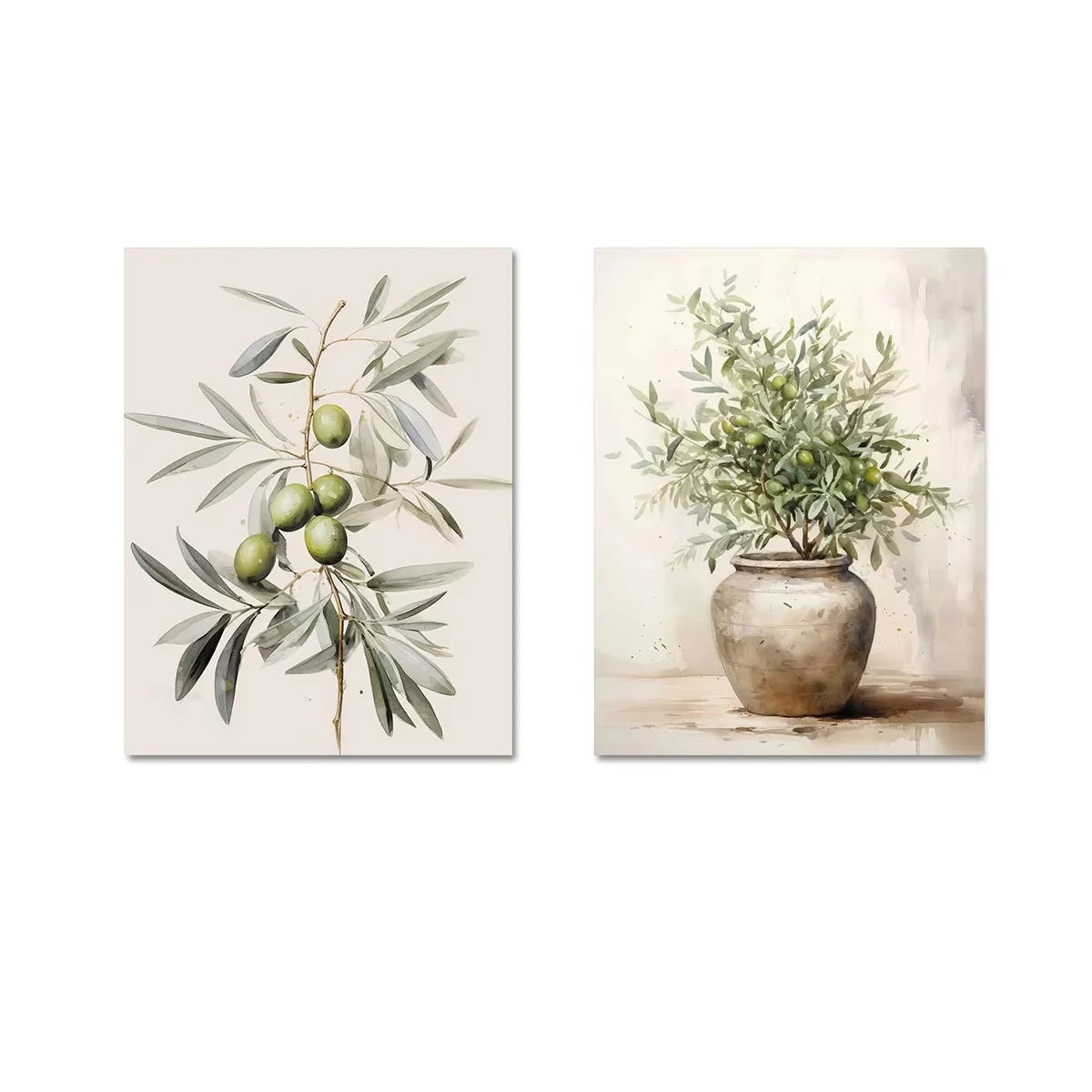 Olive Tree Shadow Canvas Print Set