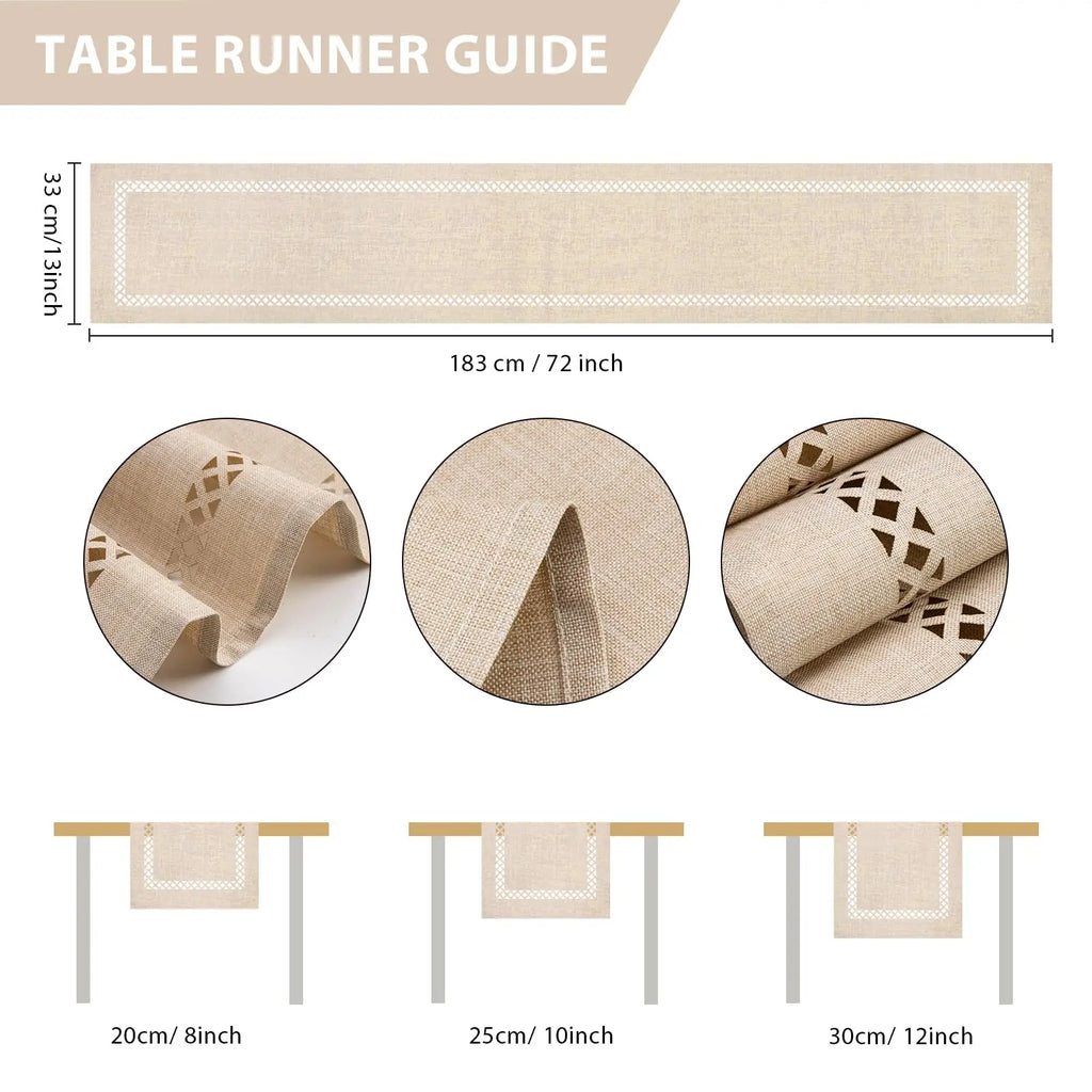 Modern Table Runner Linen Table Runner Washable Openwork Design Ideal for Holiday Party Decor,Dining Table,Restaurant, Christmas