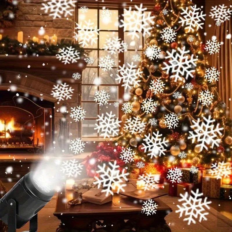 1pc LED Snowflake Projection Light, USB Powered Rotating Snowflake for Christmas,Halloween,Simulating Winter Snow, Passion Party