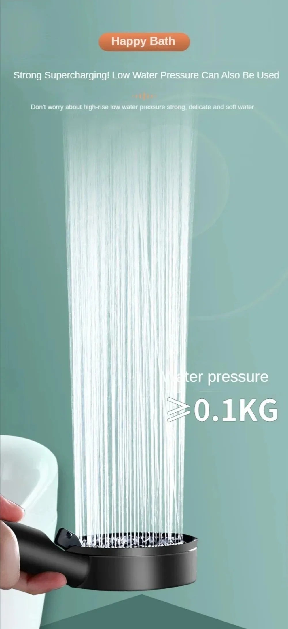 High Pressure Shower Head 5 Modes Adjustable Showerheads with Hose Water Saving One-Key Stop Spray Nozzle Bathroom Accessories