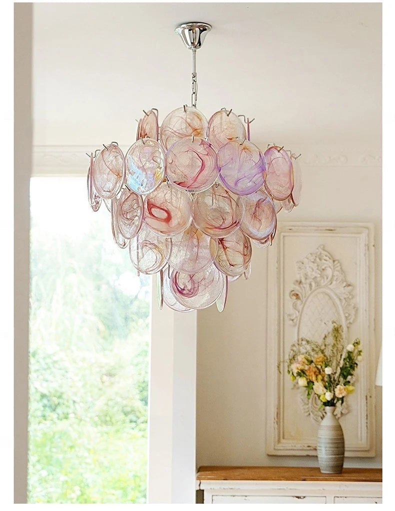 Murano-Style Pink Glass Chandelier