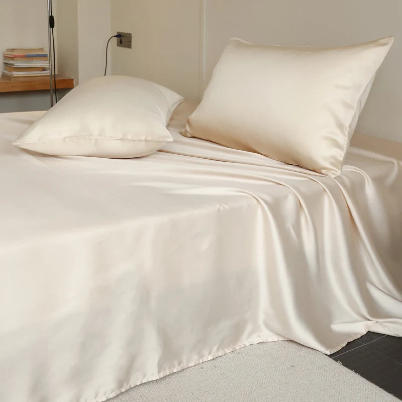 100% Silk Bed Sheet Set Luxury Mulberry Silk Bedding Sets Twin Full Double Queen King Size Fitted Sheet Flat Sheet Pillowcase