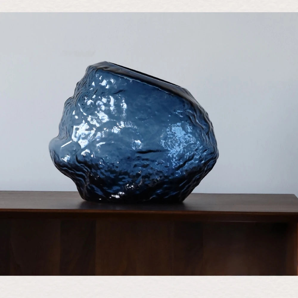Rock-Textured Nordic Glass Vase