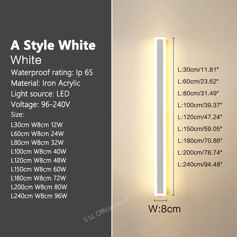 Long Strip Waterproof Outdoor LED Wall Light