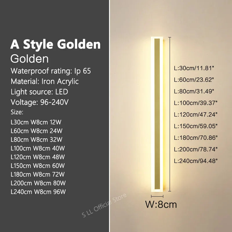 Long Strip Waterproof Outdoor LED Wall Light