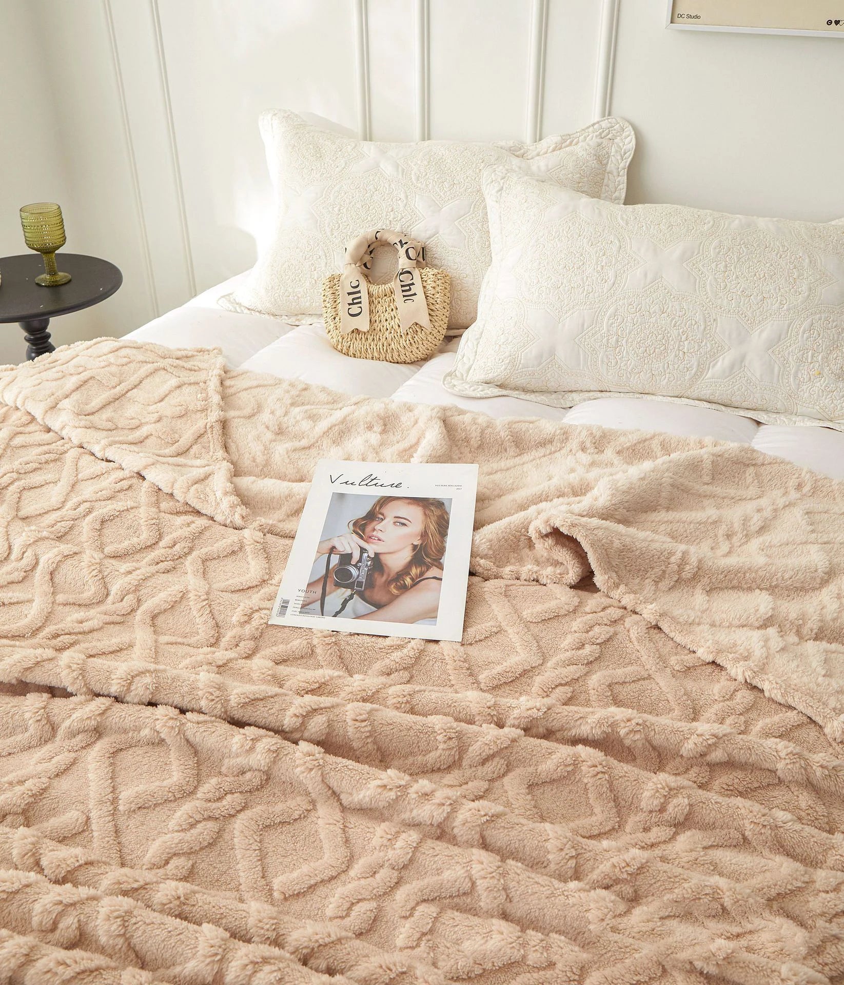 Plush Sherpa Travel Throw Blanket