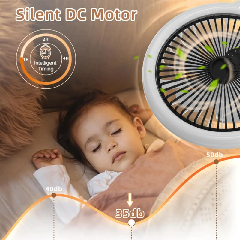 E27 Remote-Control LED Ceiling Fan with Light