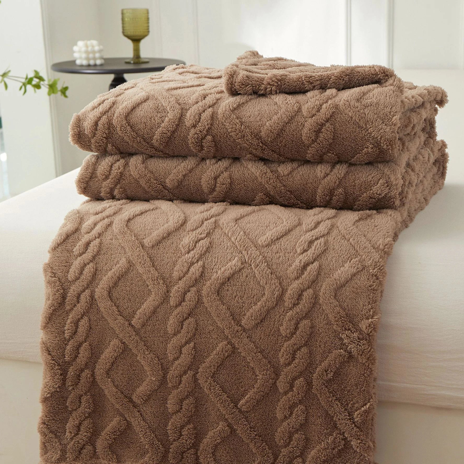 Plush Sherpa Travel Throw Blanket