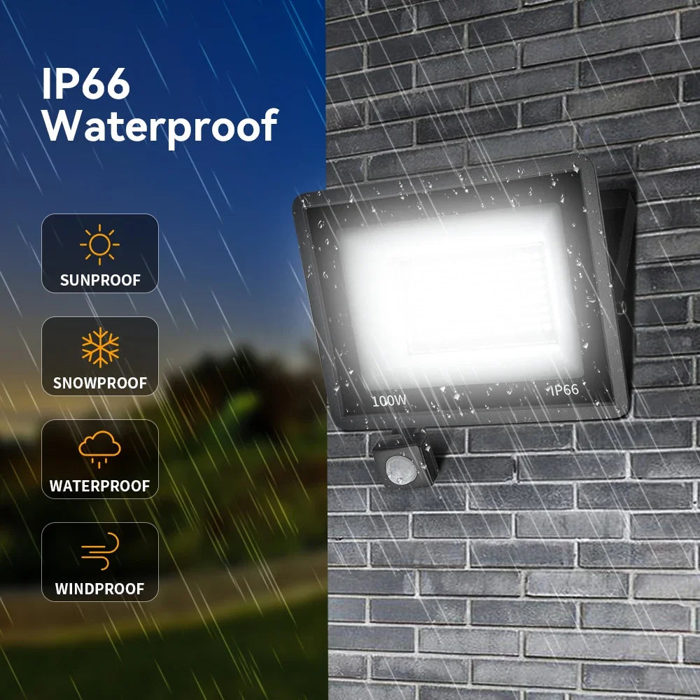 Waterproof Motion-Sensor Outdoor LED Floodlight