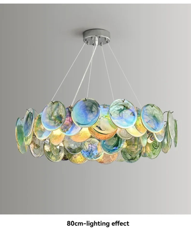 Multicolor Glass Lobby Chandelier