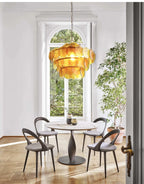 Green & Amber Cut-Glass LED Chandelier