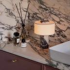Retro Luxury Beside Lamp Natural Marble Table Fabric