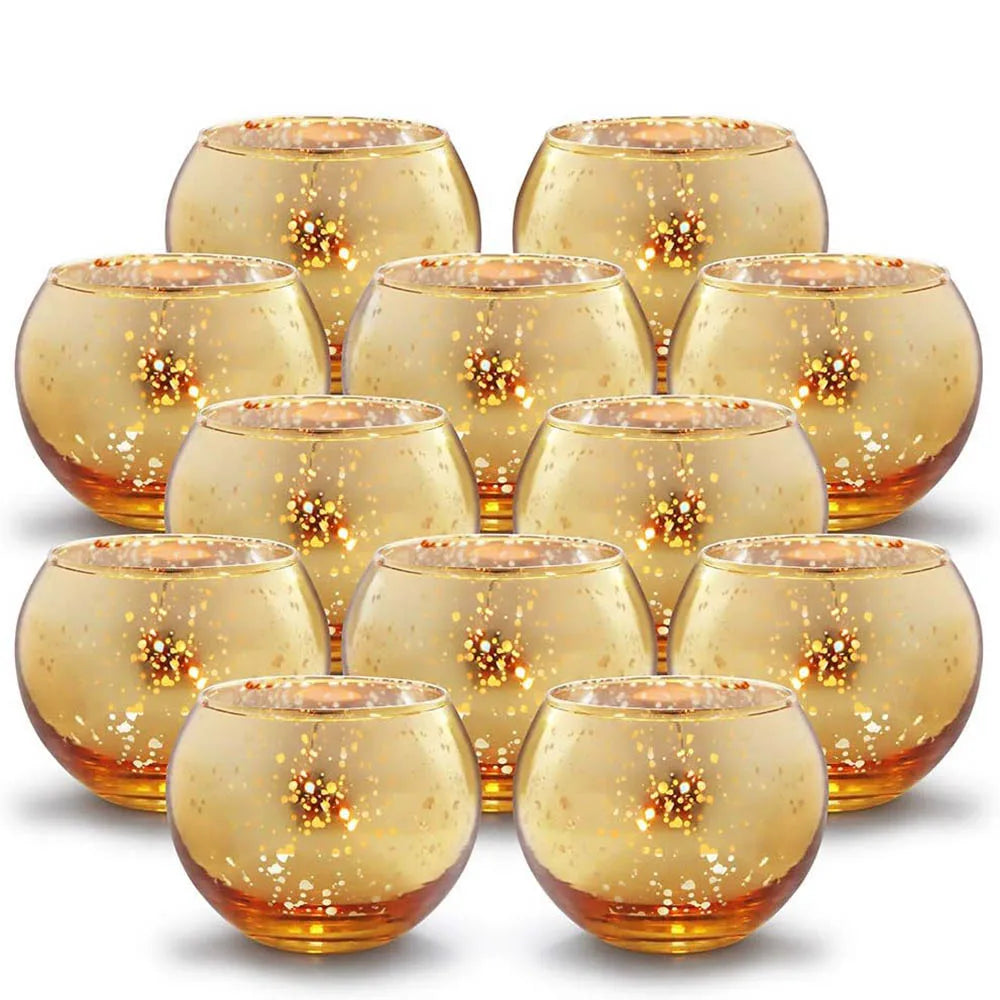 Mercury Gold Votive Candle Holder Set