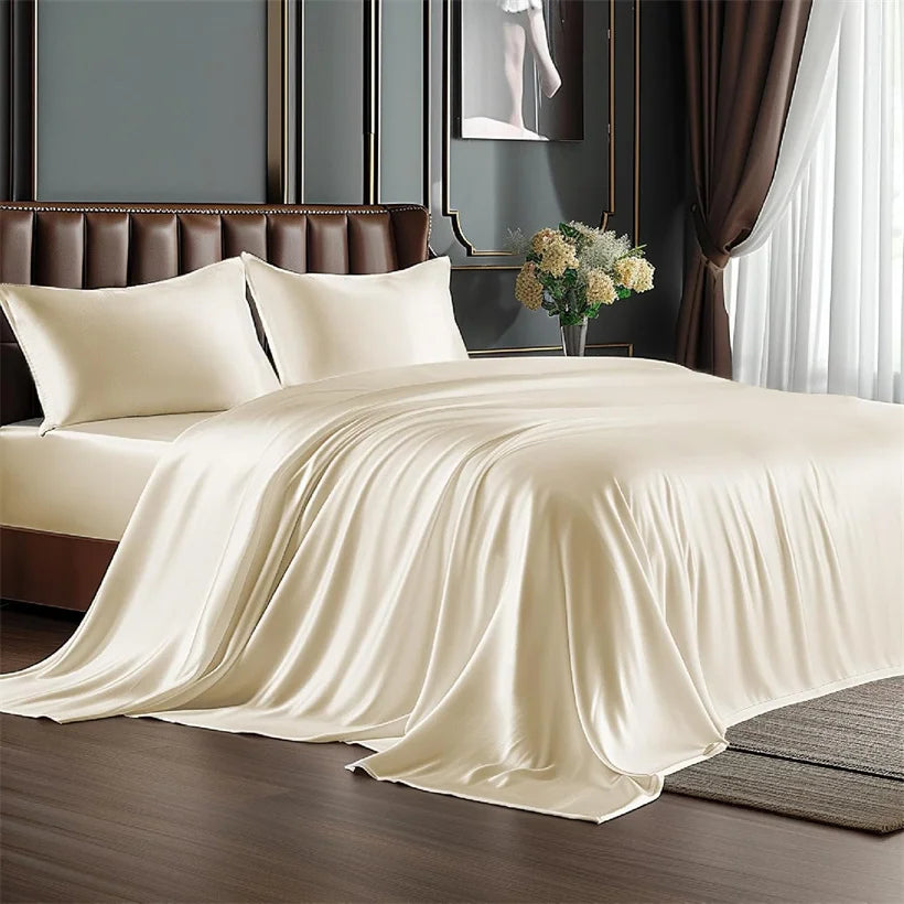 Mulberry Silk Bedding Set Luxury Natural 100% Silk Duvet Cover Set Bed Sheet Pillowcase Single Double Bedsheet King Queen Size