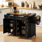 60-Inch Drop-Leaf Rolling Kitchen Island