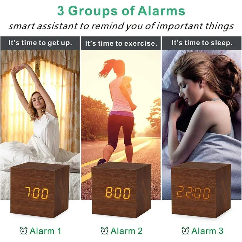 Wooden LED Digital Alarm Clock