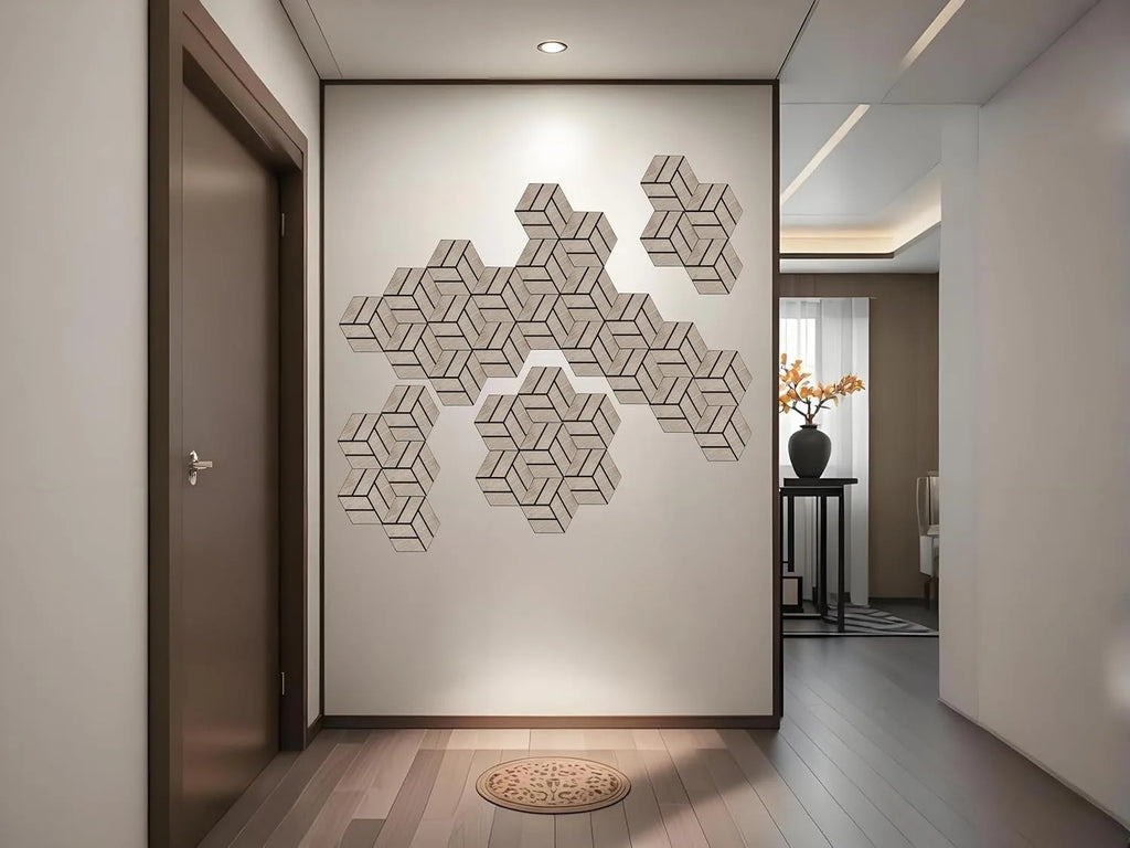 Wood-Grain Hexagonal Acoustic Panels — WESTMERE