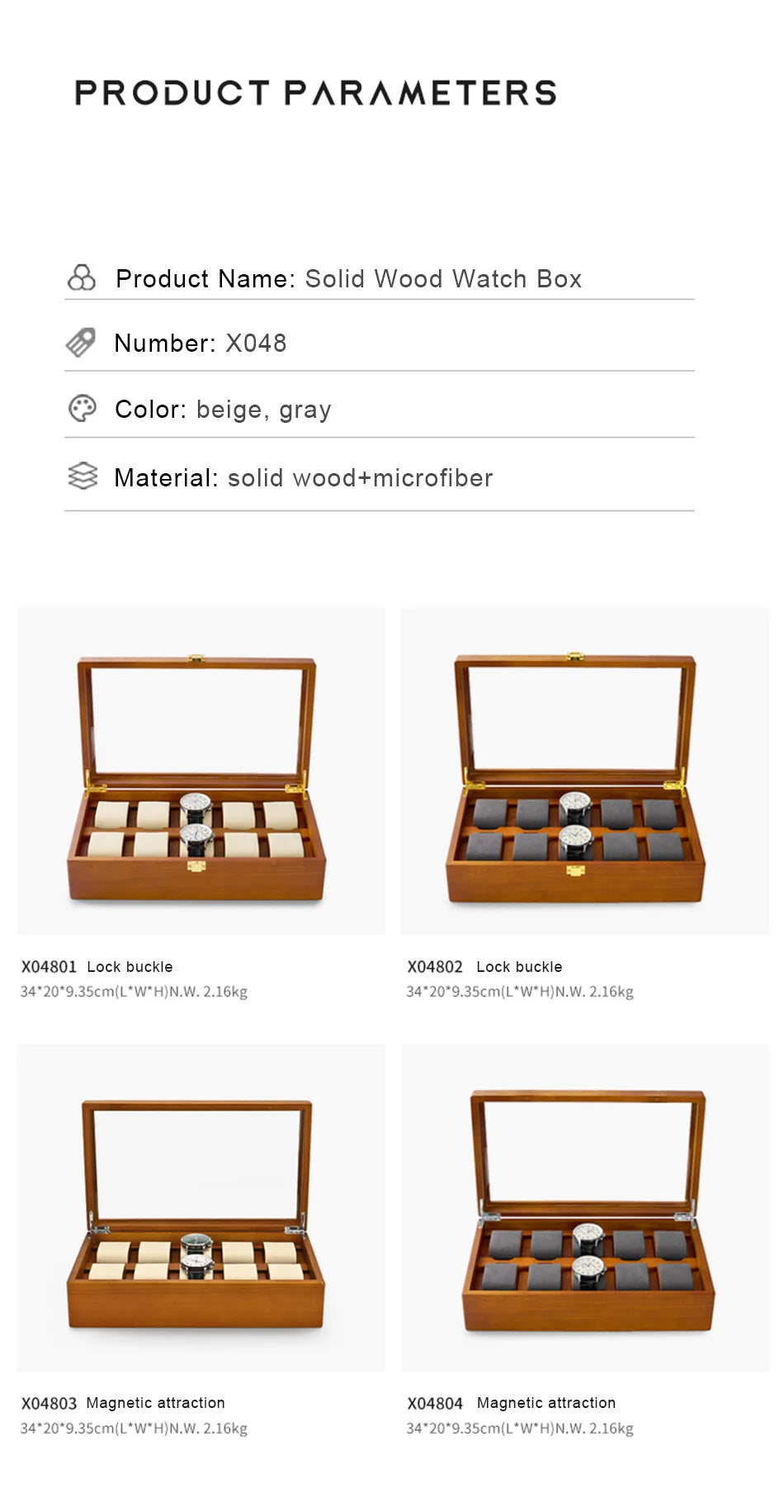 Oirlv 10 Grids Watch Box Wooden Jewelry Box Watch Organizer Case Men Women Mechanical Watchs Storage Case Wristwatch Display Box