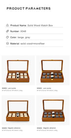 Oirlv 10 Grids Watch Box Wooden Jewelry Box Watch Organizer Case Men Women Mechanical Watchs Storage Case Wristwatch Display Box