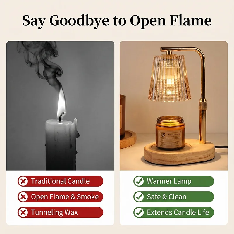 Glass-Shade Candle Warmer Lamp