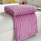 2025 New Solid Color Imitation Fur Plaid Flannel Blanket Winter Office Nap Blanket Air Conditioner Blanket