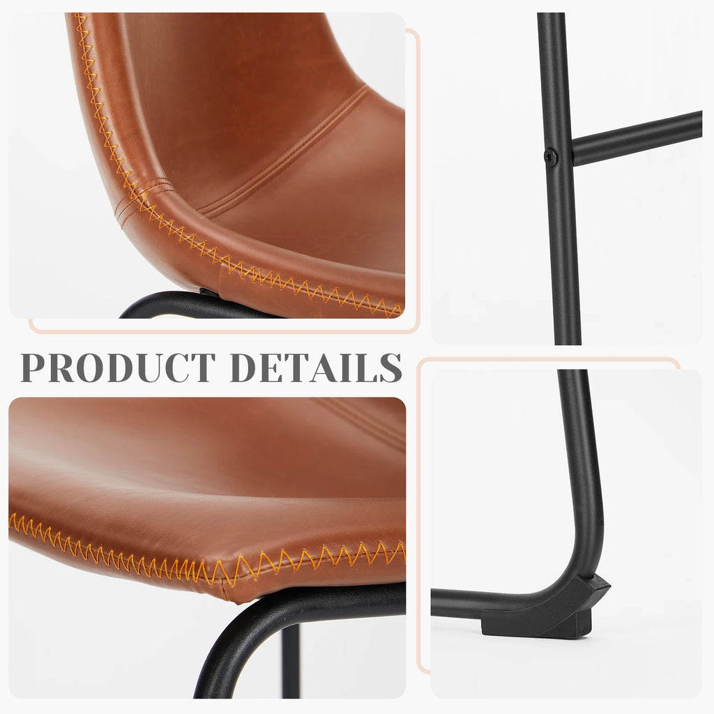 Set of 2 PU Leather Counter Stools