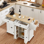 60-Inch Drop-Leaf Rolling Kitchen Island
