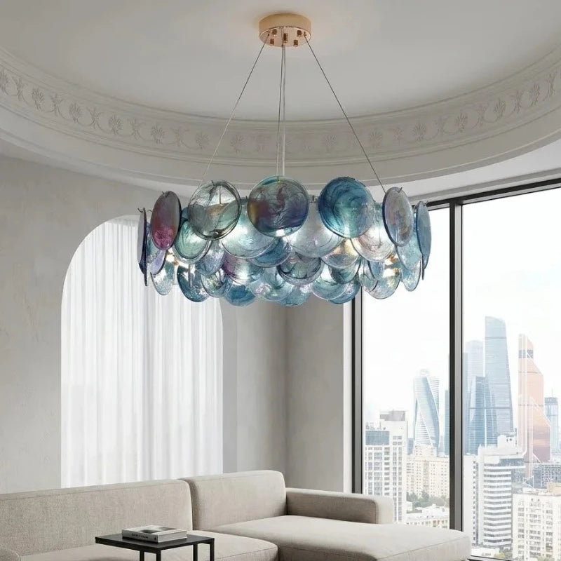 Multicolor Glass Lobby Chandelier