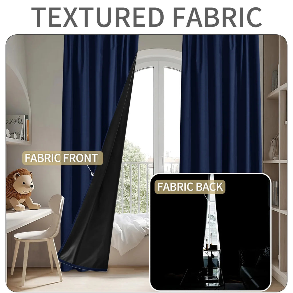 Custom Size 1Pc Hook 100% Blackout Curtains for Living Room Bedroom Thermal Insulated Waterproof Window Decor 창문커텐 Door Blinds