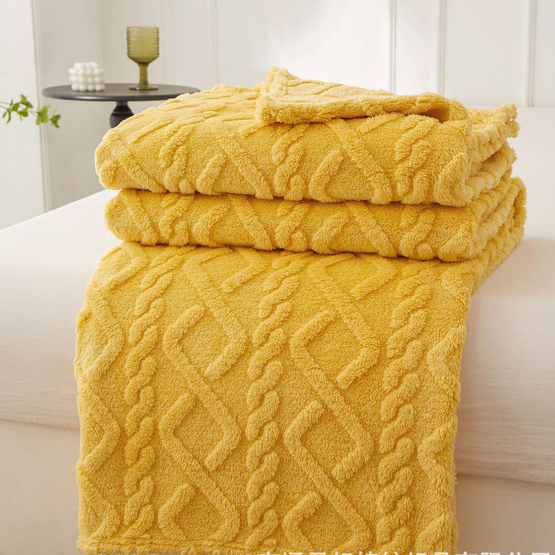 Plush Sherpa Travel Throw Blanket