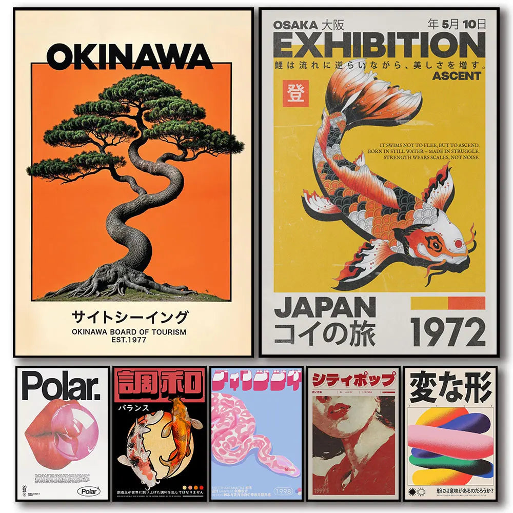 Japanese Koi Botanical Canvas Print