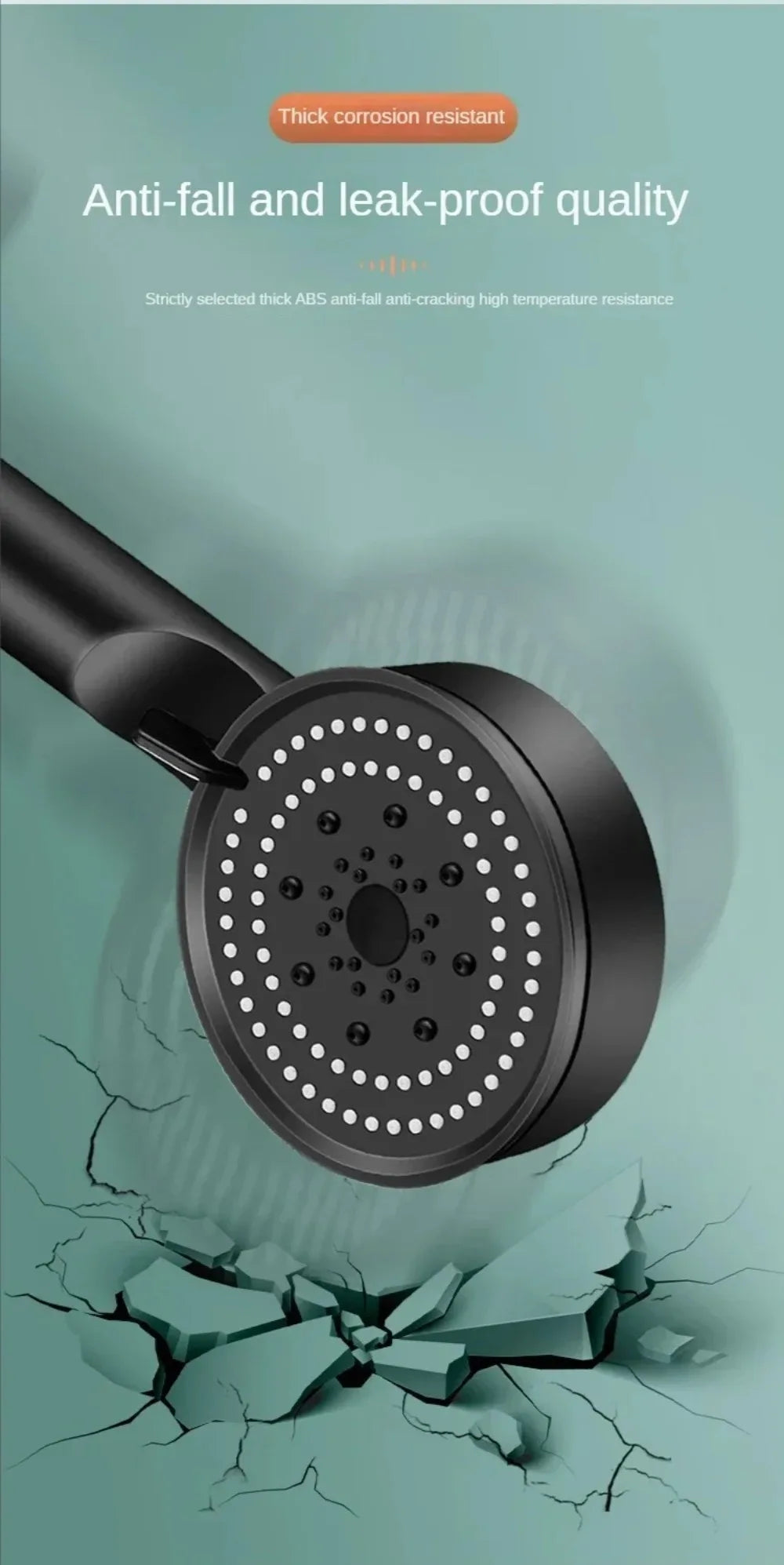 High Pressure Shower Head 5 Modes Adjustable Showerheads with Hose Water Saving One-Key Stop Spray Nozzle Bathroom Accessories
