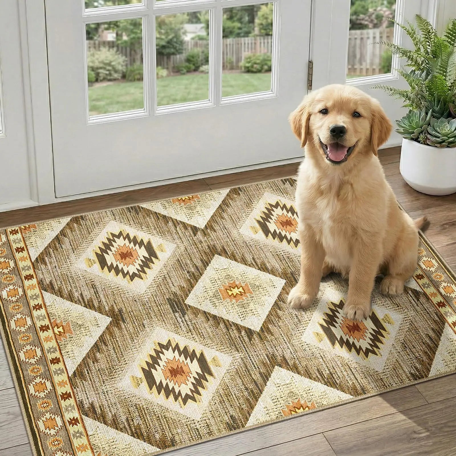 Southwestern Washable Area Rug