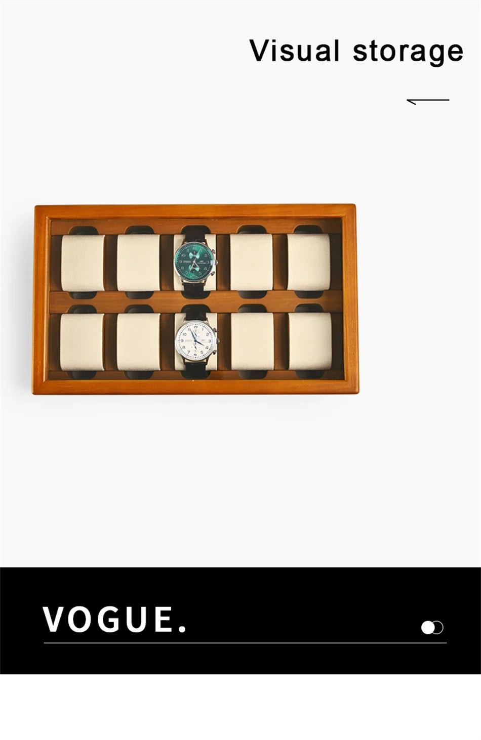 Oirlv 10 Grids Watch Box Wooden Jewelry Box Watch Organizer Case Men Women Mechanical Watchs Storage Case Wristwatch Display Box
