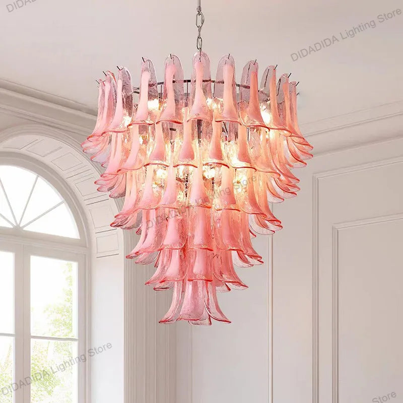Murano-Style Multicolor Horseshoe Glass Pendant Light