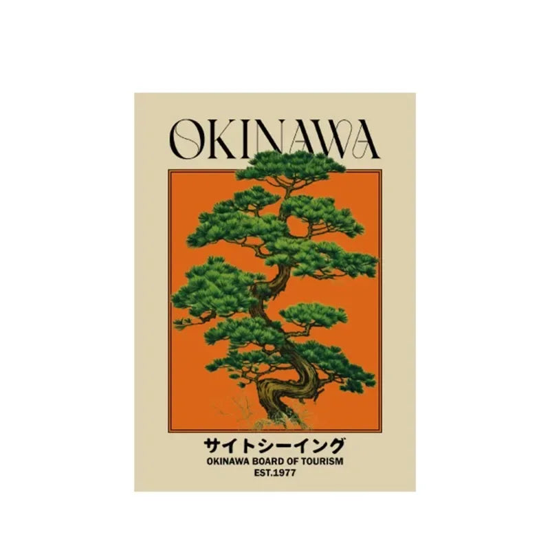 Retro Okinawa Travel Tree Canvas Print