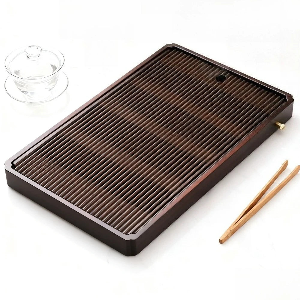 Bamboo Tea Tray Chinese Kung Fu Tea Tray Gongfu Tea Table Tool with Water Storage Drainage Household Filter for Home Office