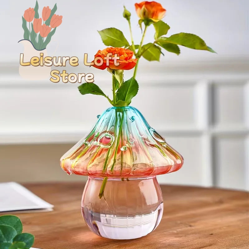 Hand-Blown Mushroom Glass Vase