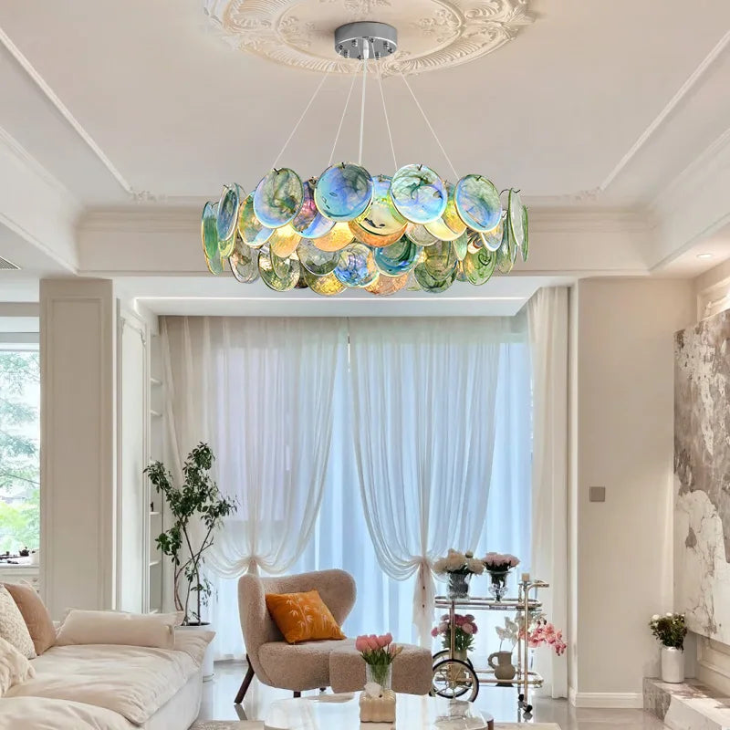 Italian-Style Multicolor Glass Chandelier